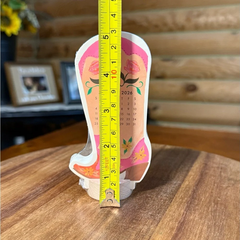 PINK COWGIRL BOOT 2026 Monthly Desk Calendar